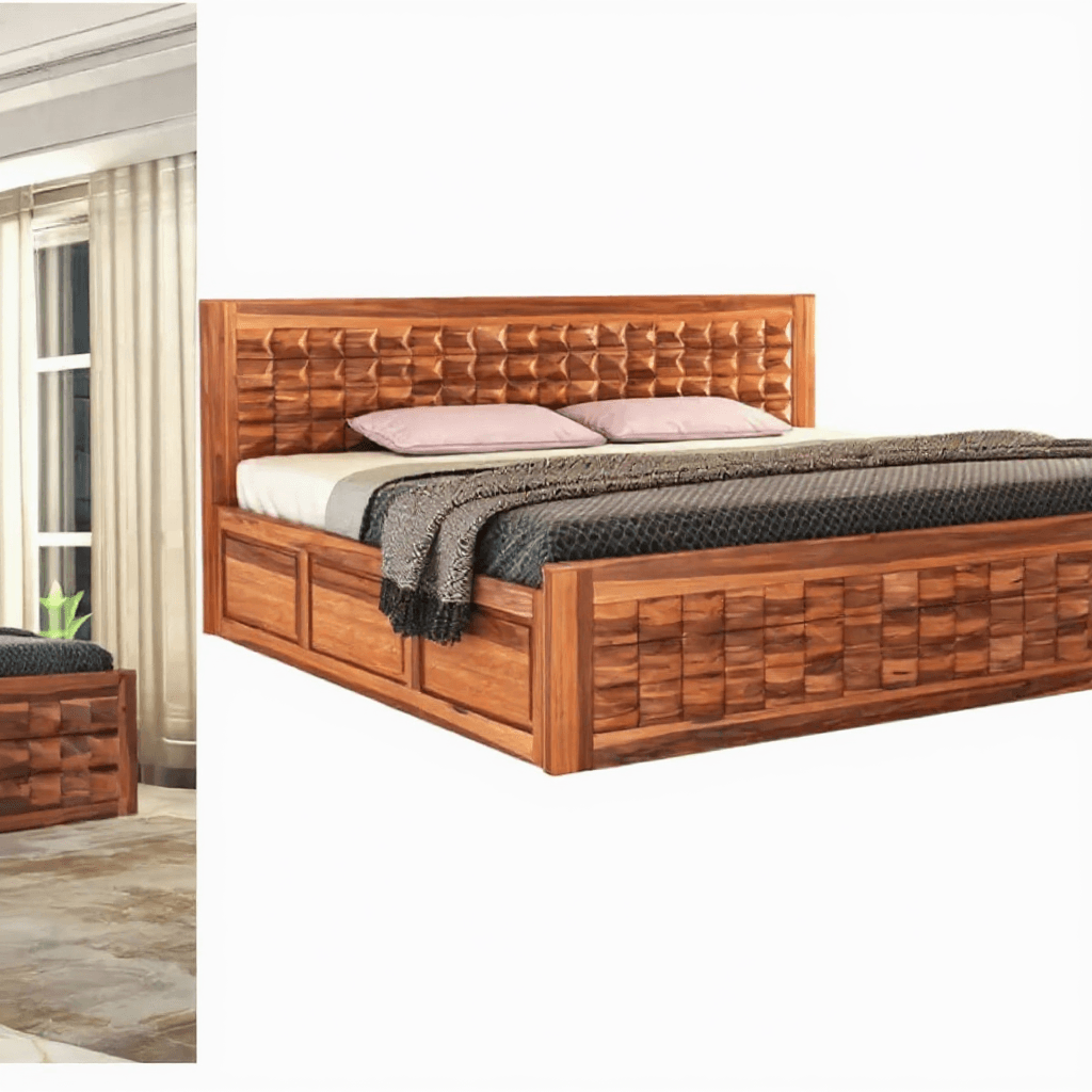 Custom Sheesham Wood Storage Bed