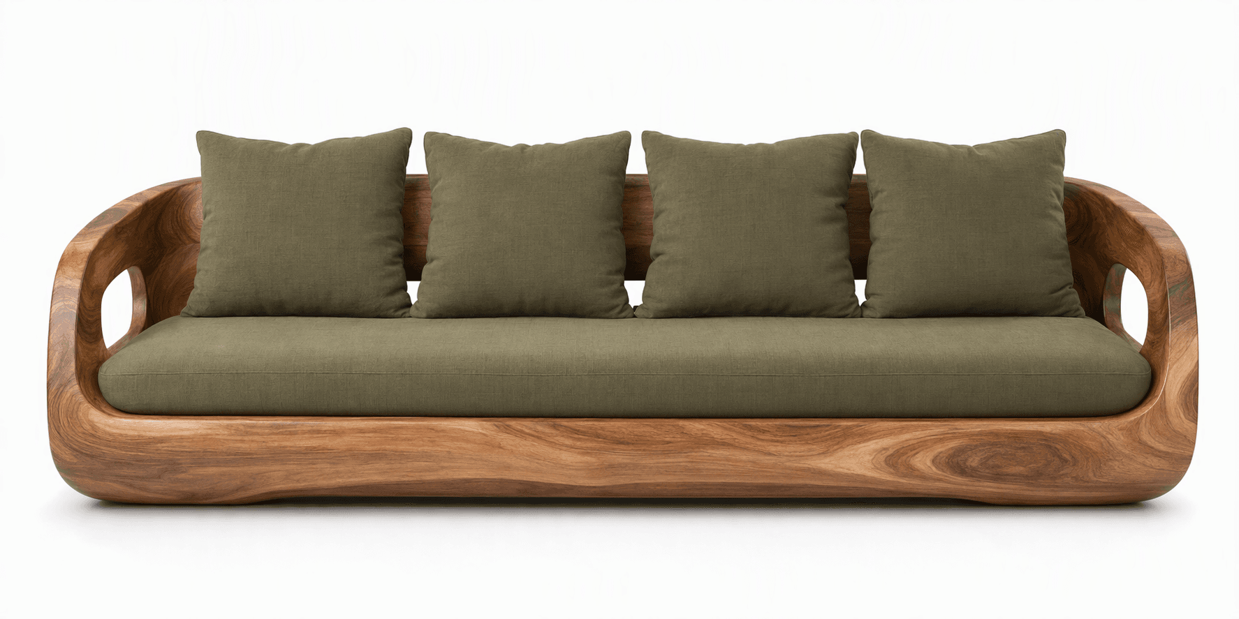 Custom 3-Seater Wooden Sofa