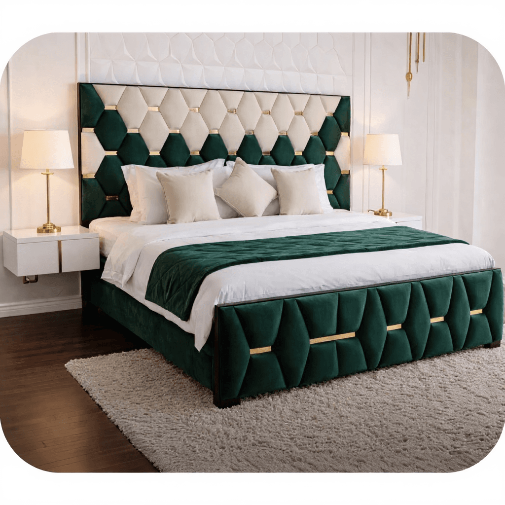 Custom King Platform Bed with Storage Headboard