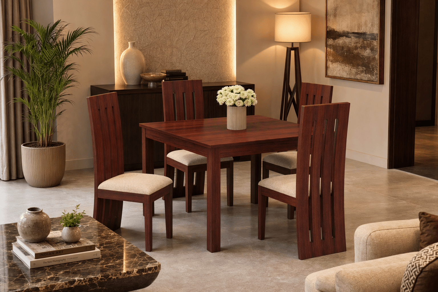 4 Seater Sheesham Wood Dining Set