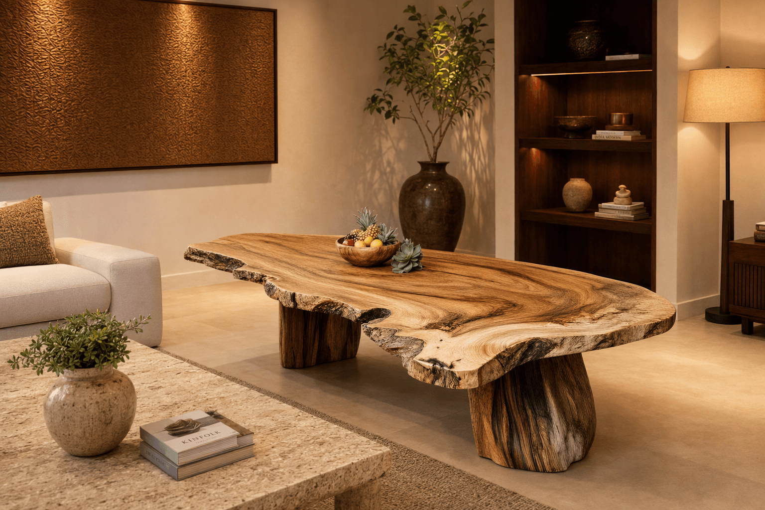 Custom Live-Edge Dining Table with 8 Chairs