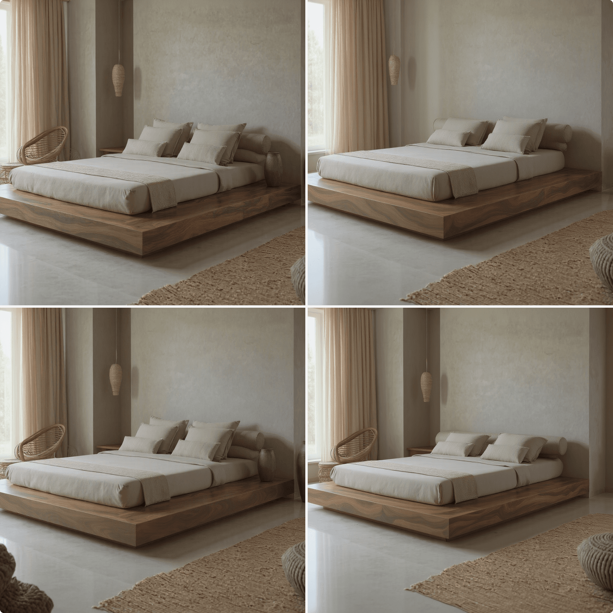 King Size Low Platform Bed
