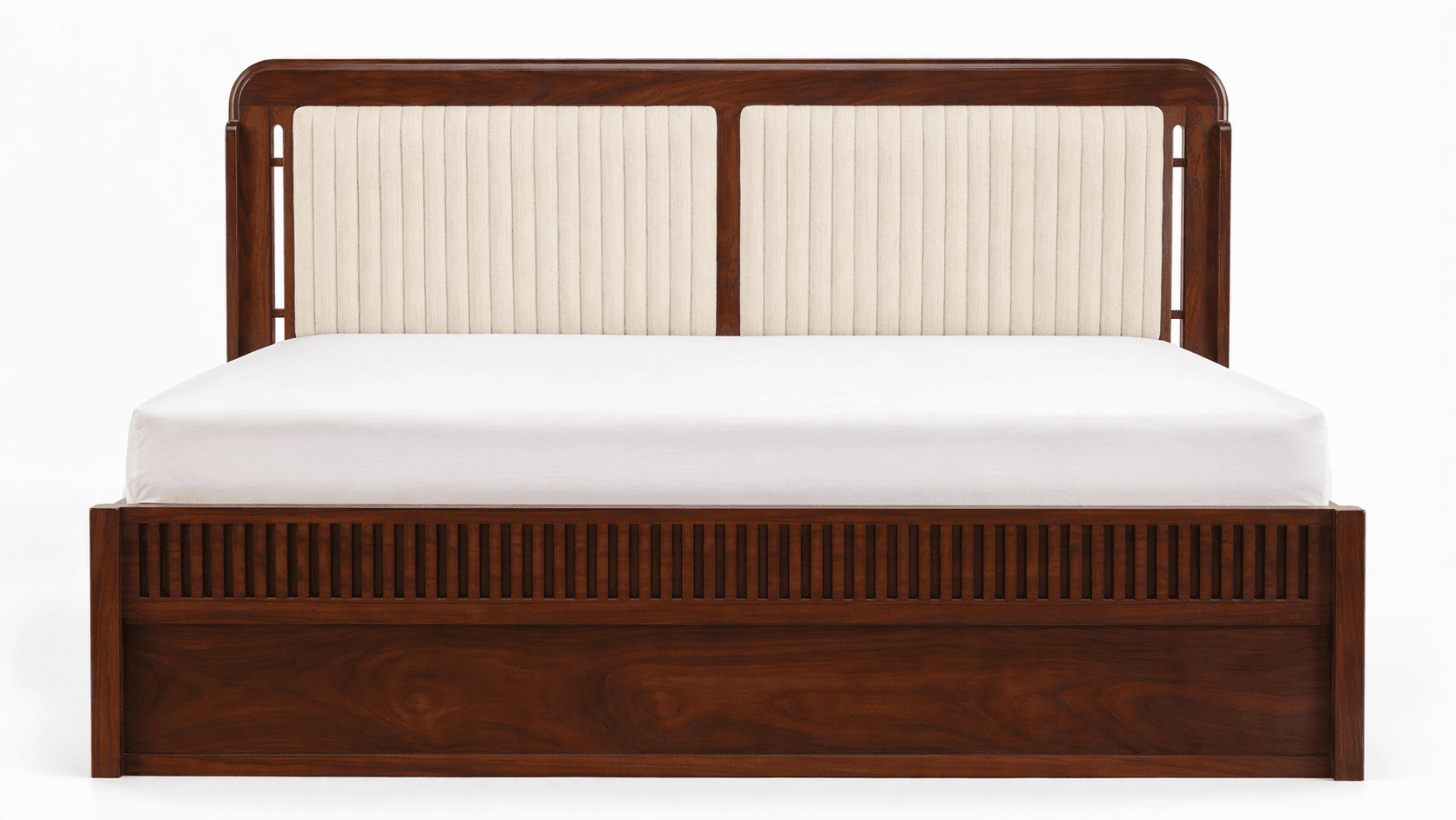King Size Traditional Bed with Upholstered Headboard