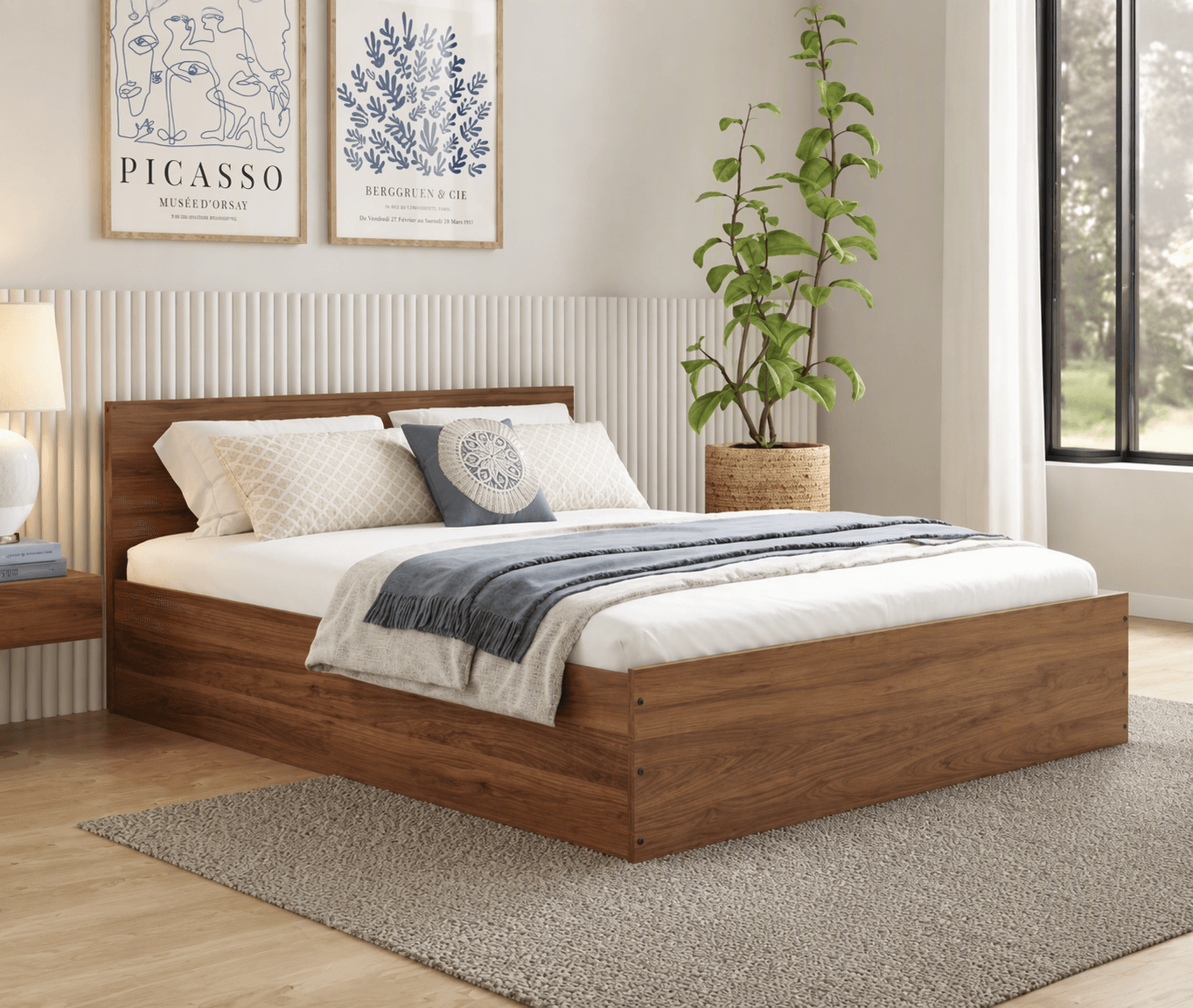 King Size Hydraulic Storage Bed with Side Tables