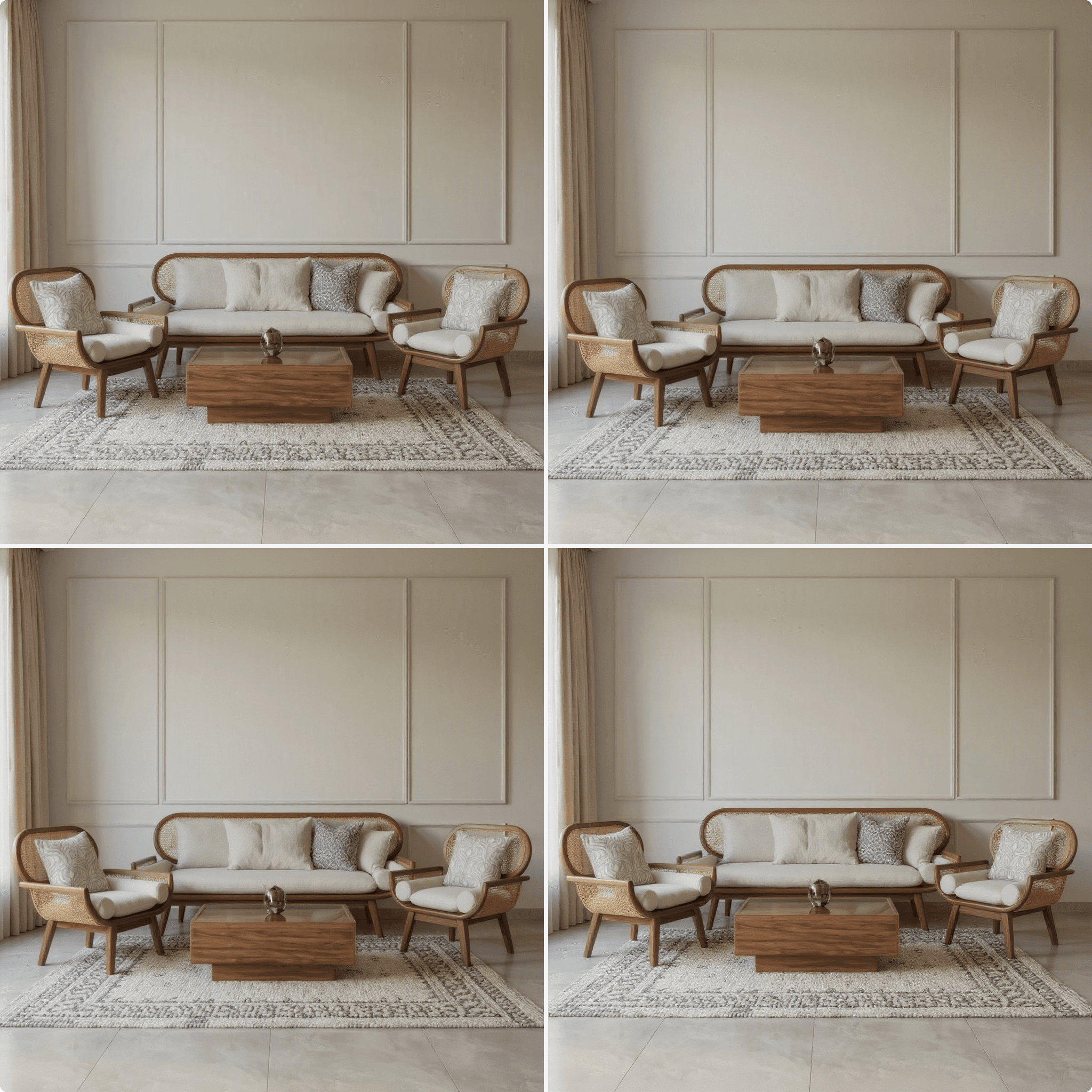 Custom 3‑Seater Wooden Sofa