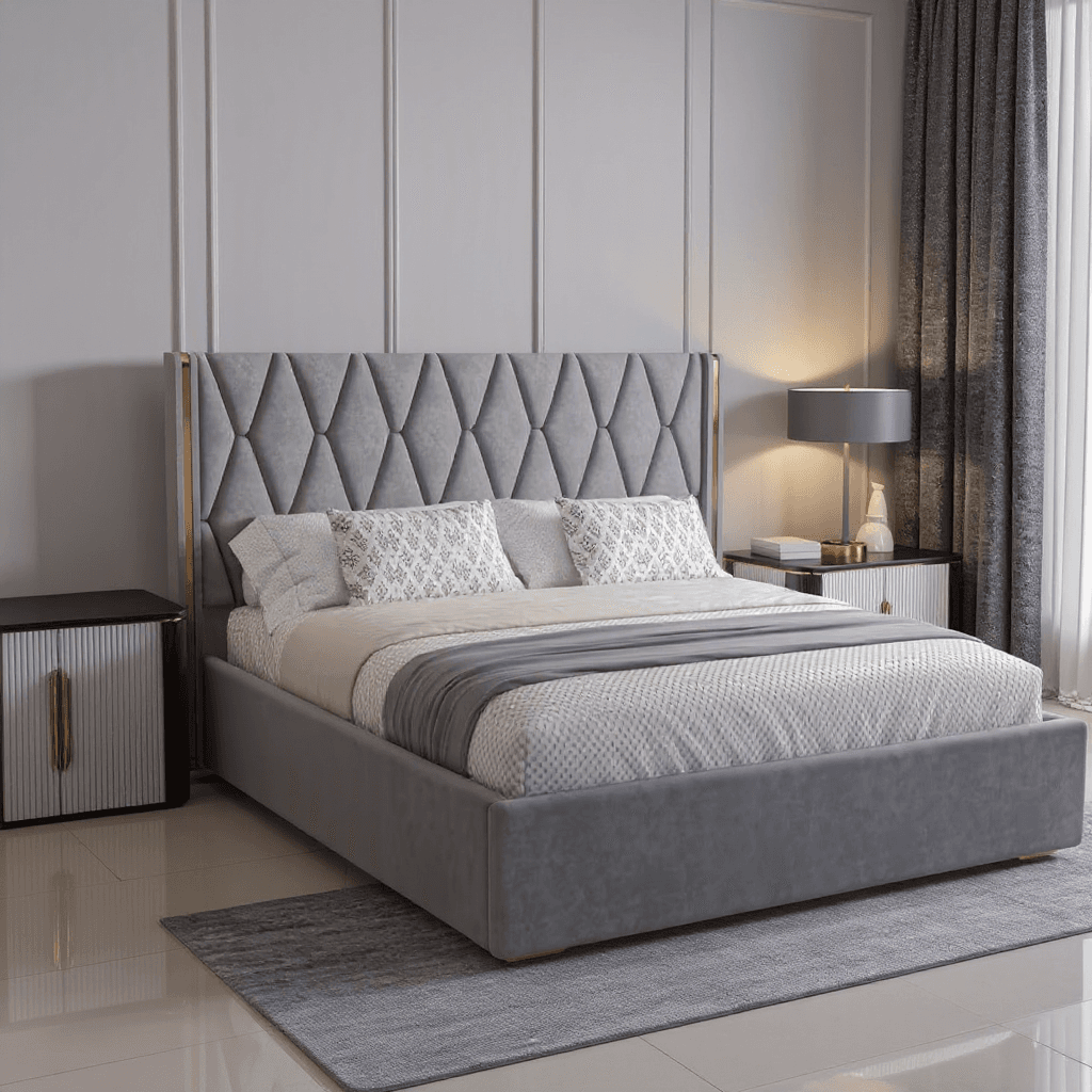 King Size Hydraulic Storage Bed with Attached Side Tables