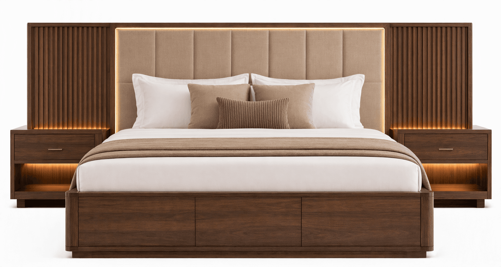 Custom Hydraulic Storage Bed with Side Tables