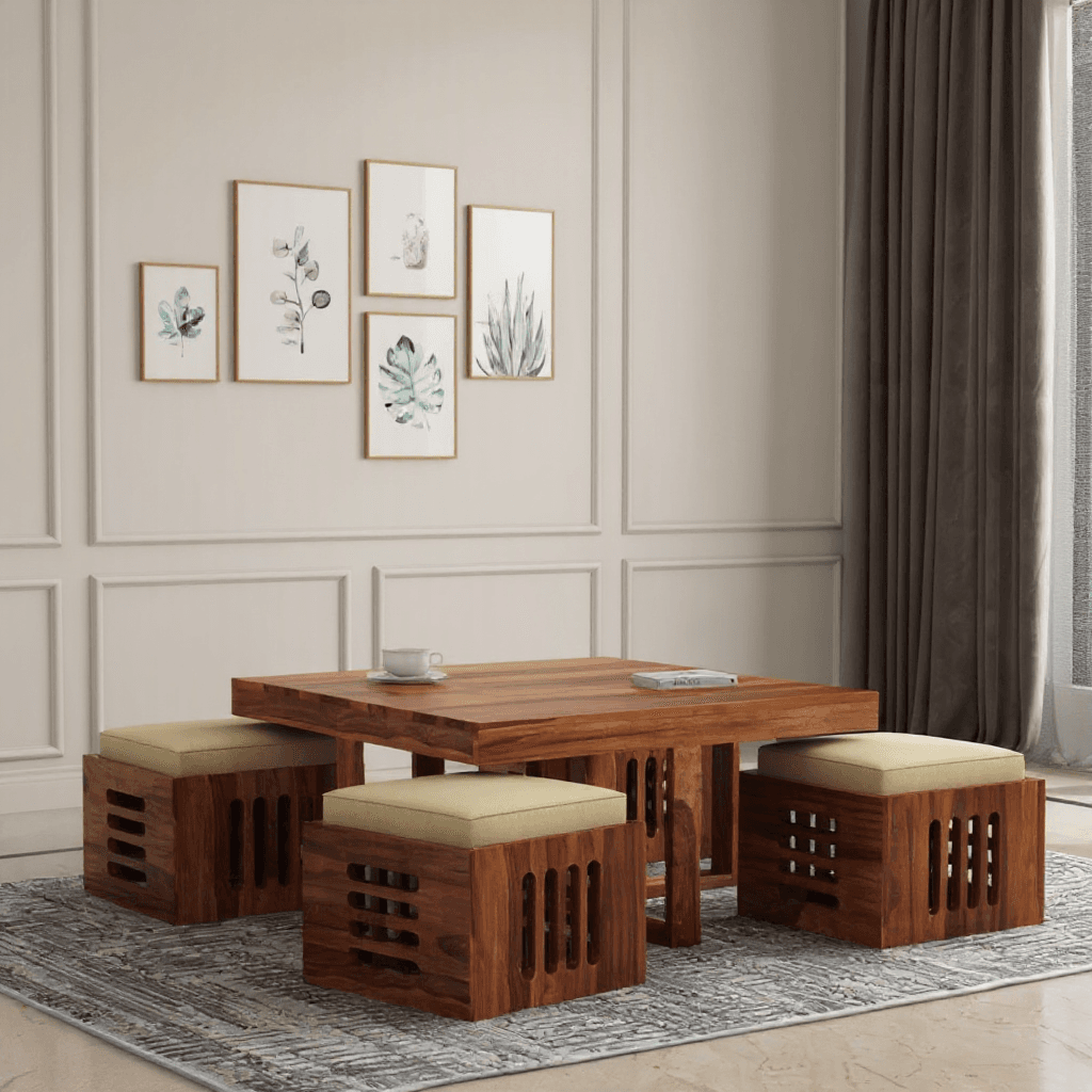 Custom Center Table with 4 Stools