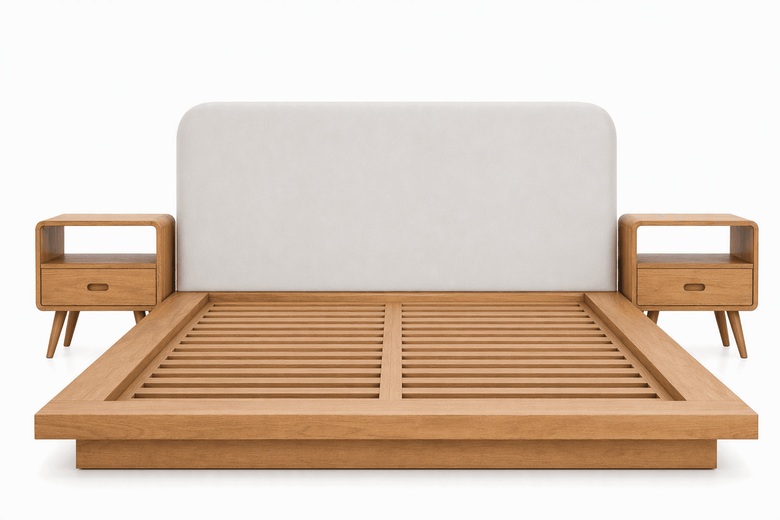 King Size Platform Bed with Side Tables