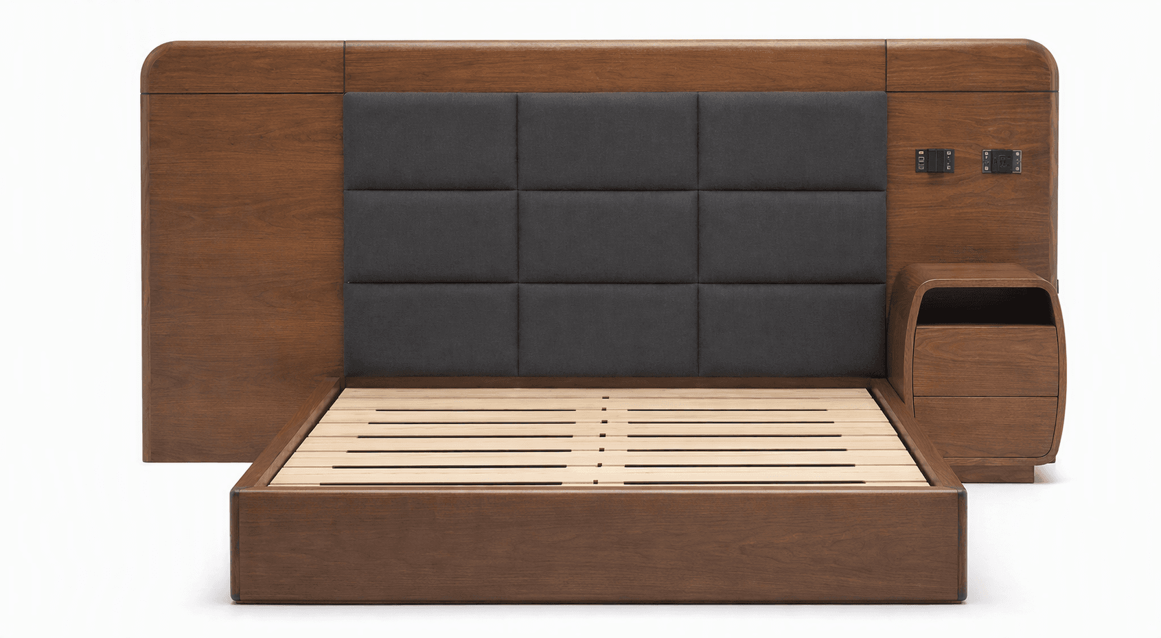 King Size Bed with Attached Side Tables